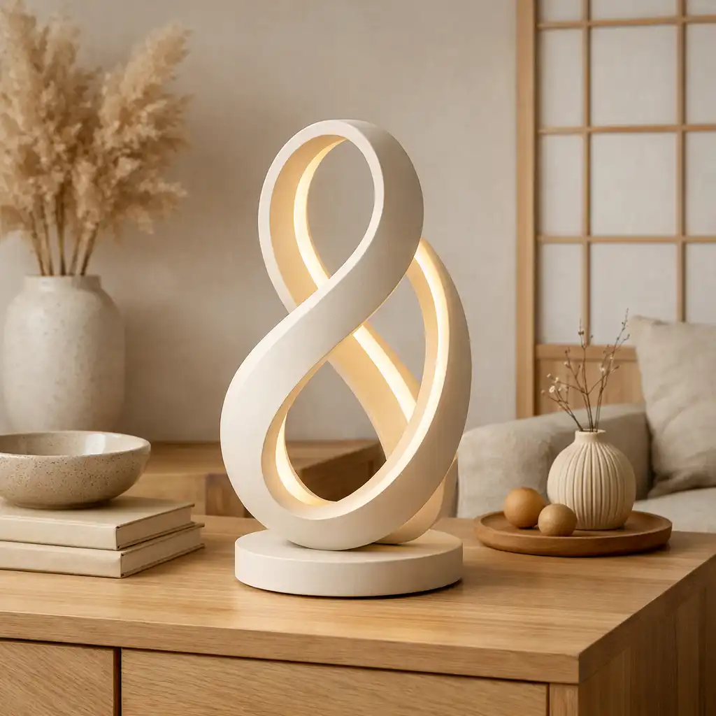 Nowoczesna lampa stojąca o miękkiej, organicznej formie